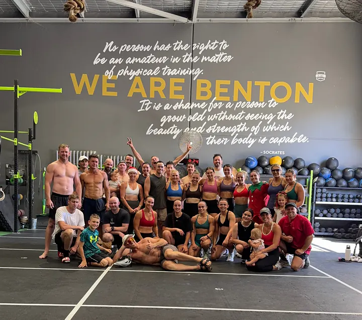 The Benton community together on the gym floor